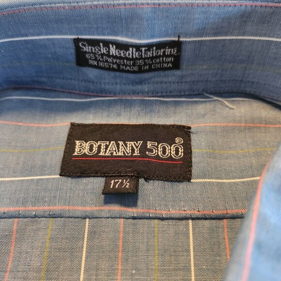 Botany 500 Shirt Vintage Button Down Short Sleeve Blue Pinstriped‎ 17.5 NEW NWT - Picture 9 of 11